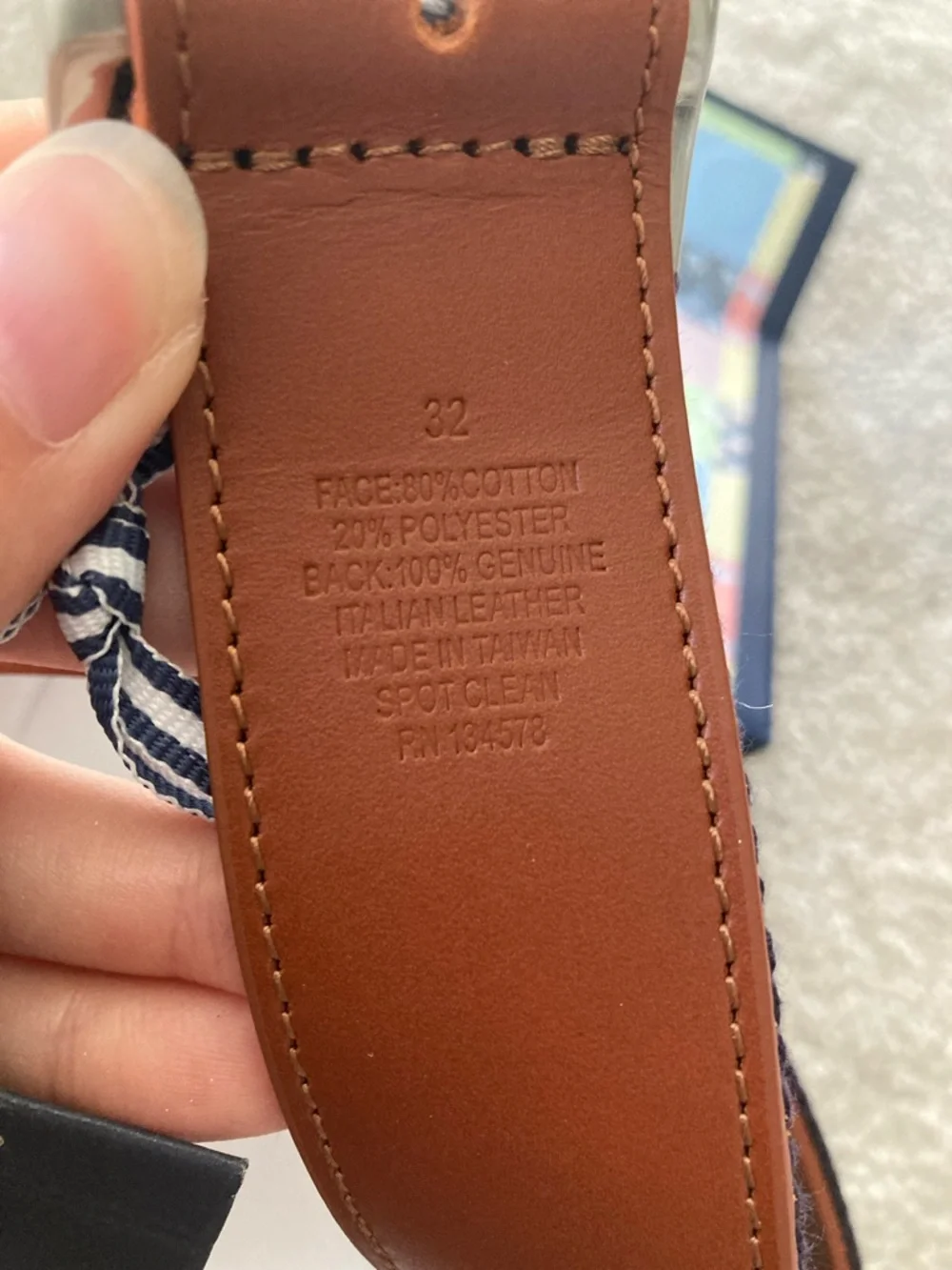 NWT Vineyard Vines Heritage Stripe Reversible Belt - Nautical Navy